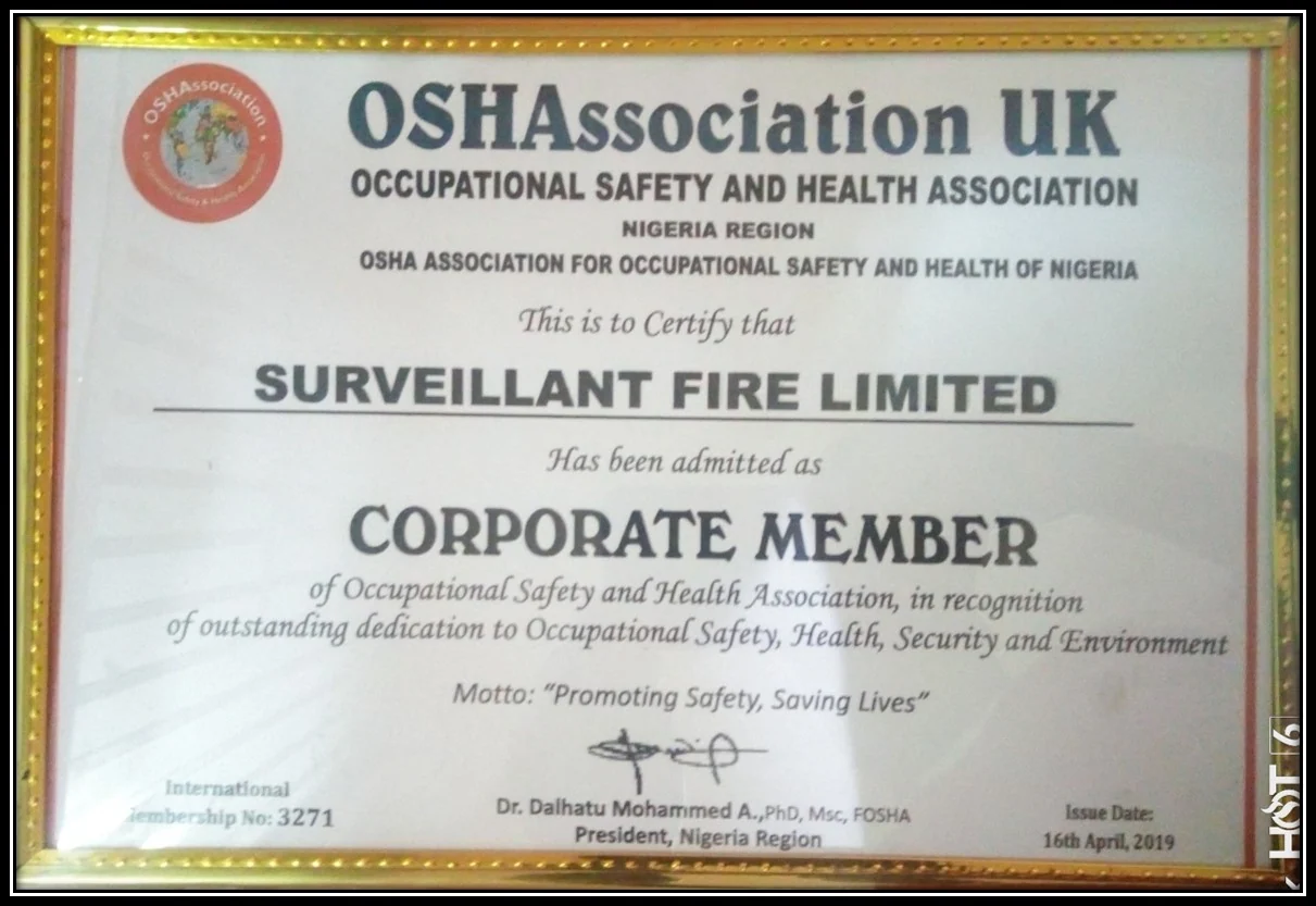 Surveillant Fire professional recognition document